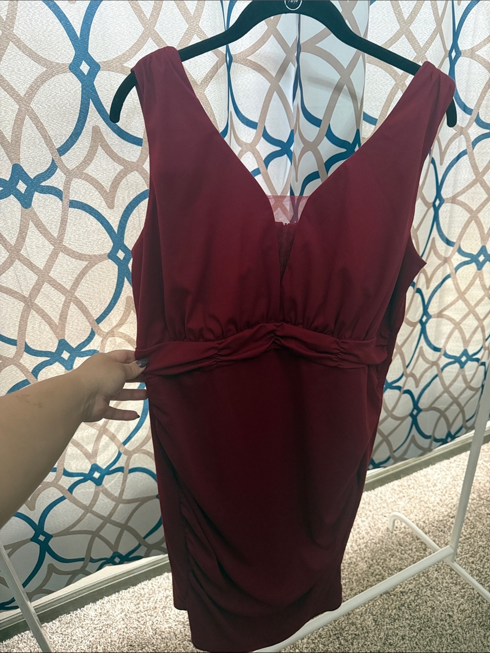 Grace Karin Burgundy Sleeveless V-Neck Mini Dress